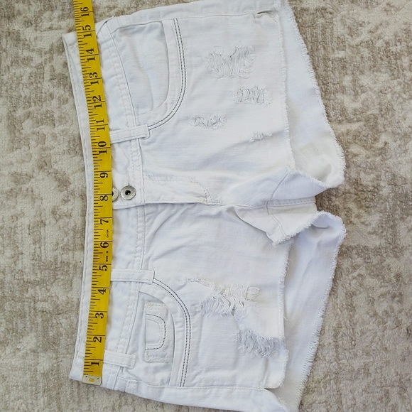 Bongo Distressed Ripped Shortie Jean Shorts Junior 5 White - Picture 13 of 16